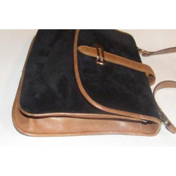 Mark Cross Vintage Black Suede Brown Leather Shoulder Bag - Picture 6 of 12